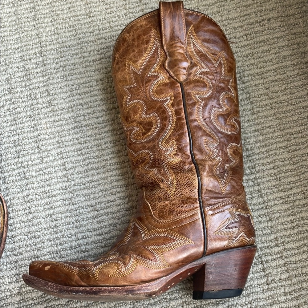 Brown Leather Cowboy Boots - Picture 5 of 11